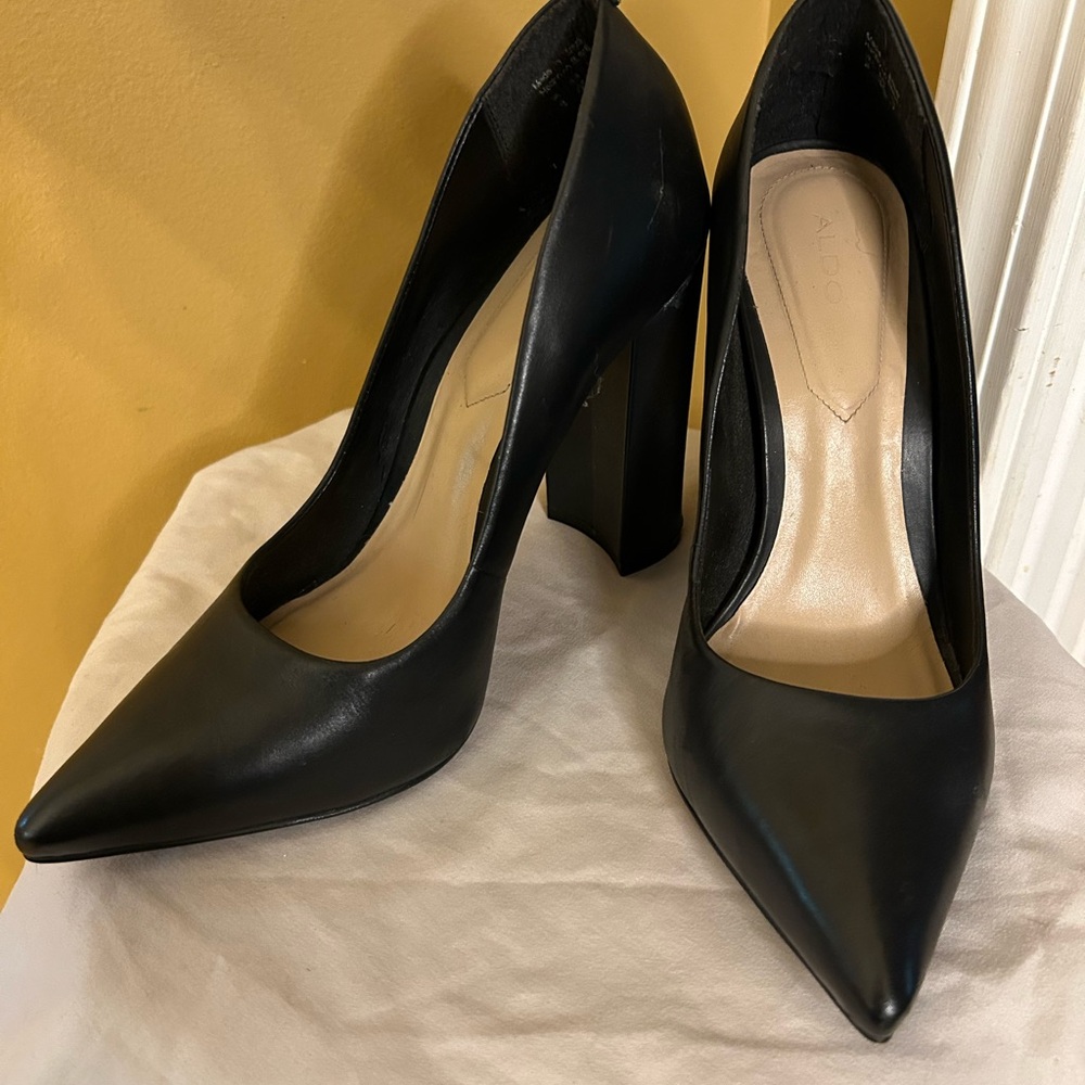 Aldo Black Block Heel Pumps